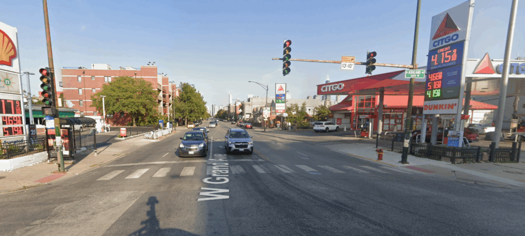 Grand Avenue and Ashland Avenue intersection from Google Maps